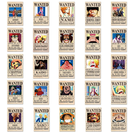 10/30/50/100pcs ONE PIECE Anime Wanted Poster Stickers Manga Character Graffiti Decals DIY Guitar Phone Laptop Car Cool Sticker